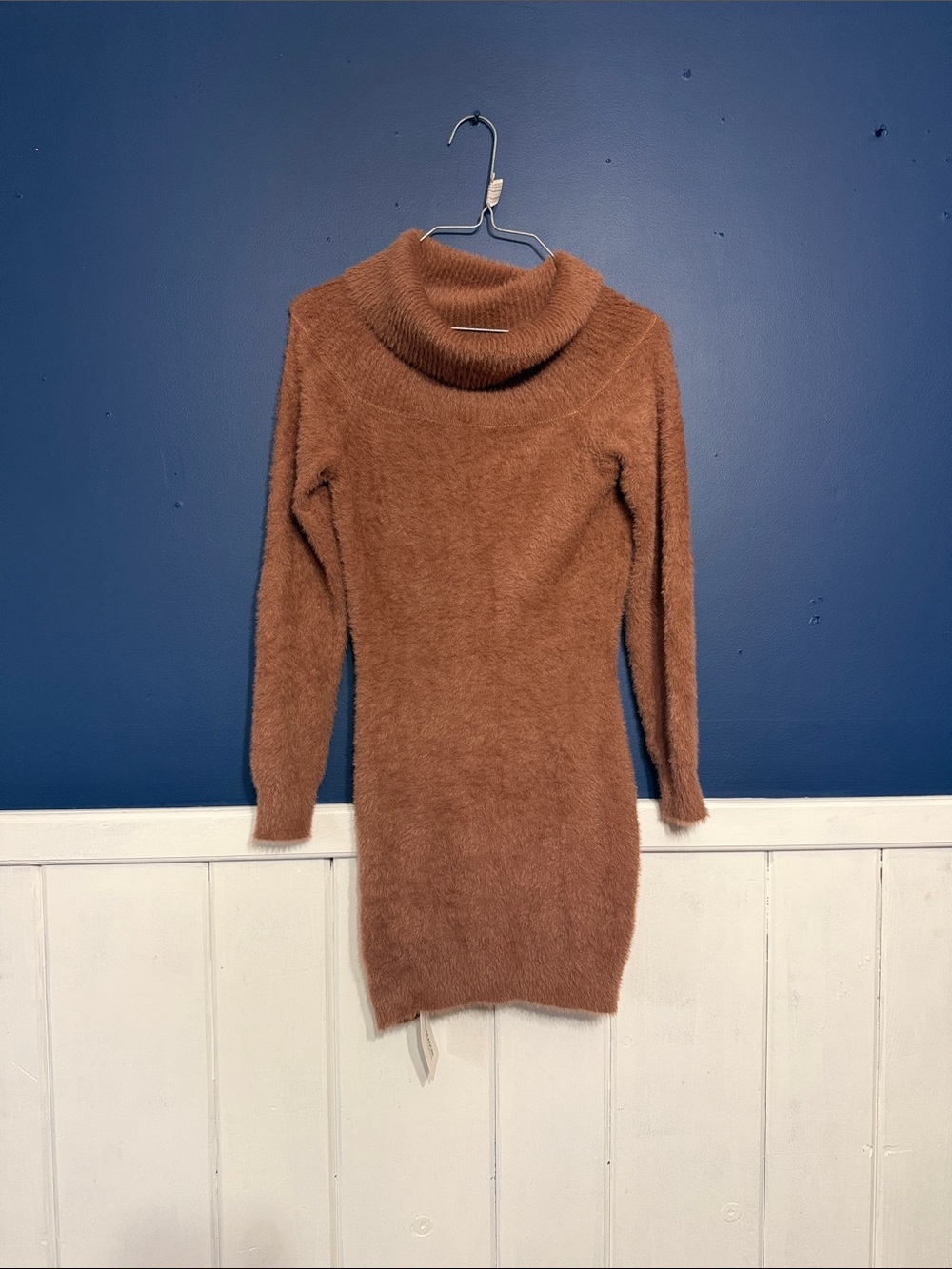 Fairy Season super soft, cozy light  Brown Faux-Fur Turtleneck sweater Sz Small